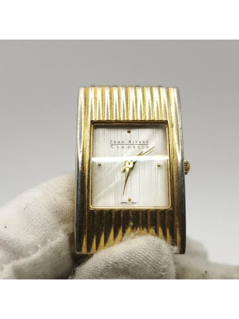 Joan Rivers Classics Rectangle Gold Tone 20mm Womens Watch New Battery 6.5